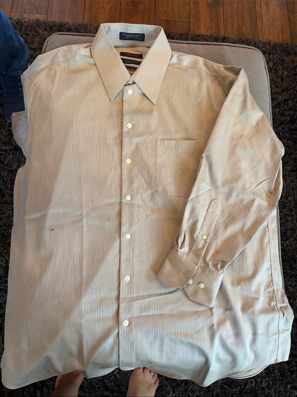Claiborne Beige Pinstripe Dress Shirt